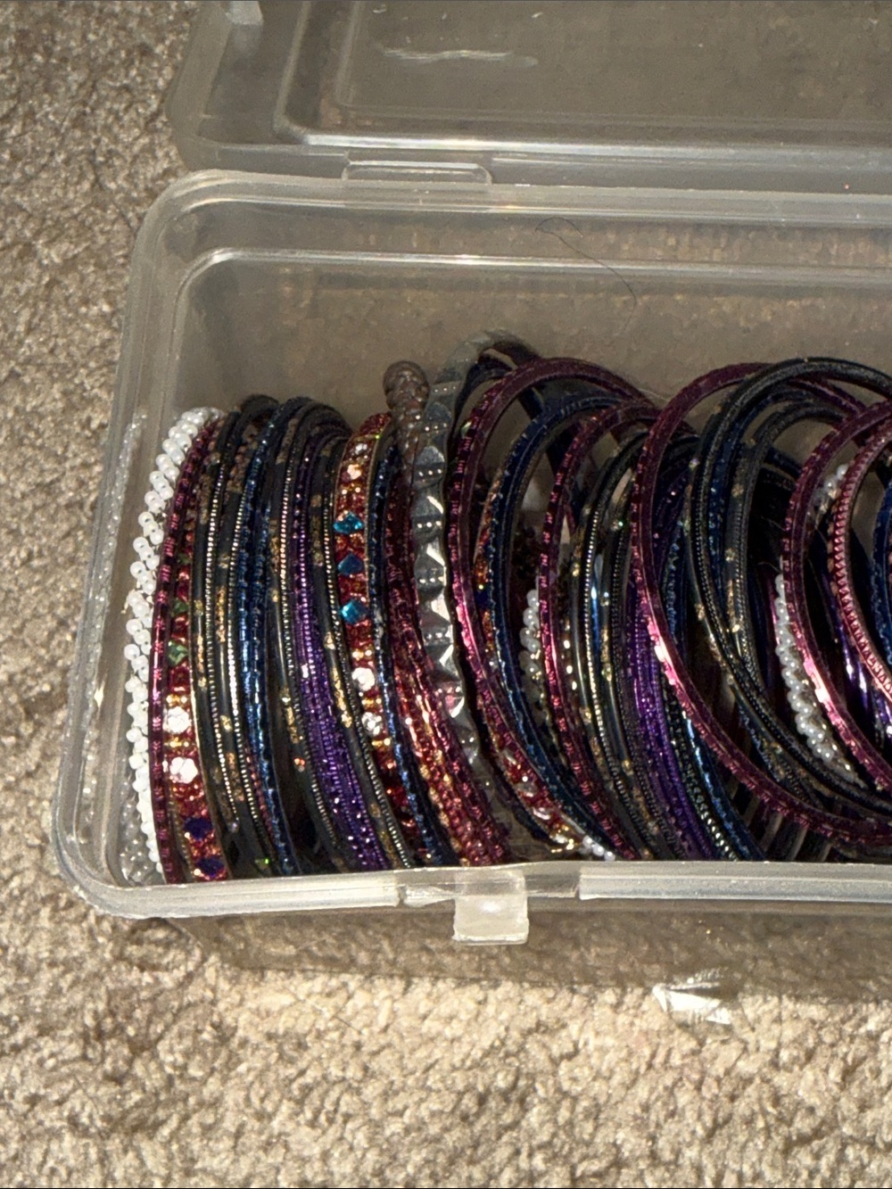 Multi-Color Women's Stackable Bangle Bracelet Set - Picture 3 of 4